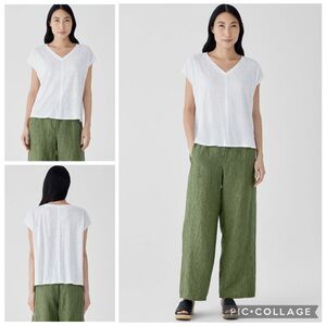 Eileen Fisher Organic Linen Jersey V-Neck Tee Women’s size Large